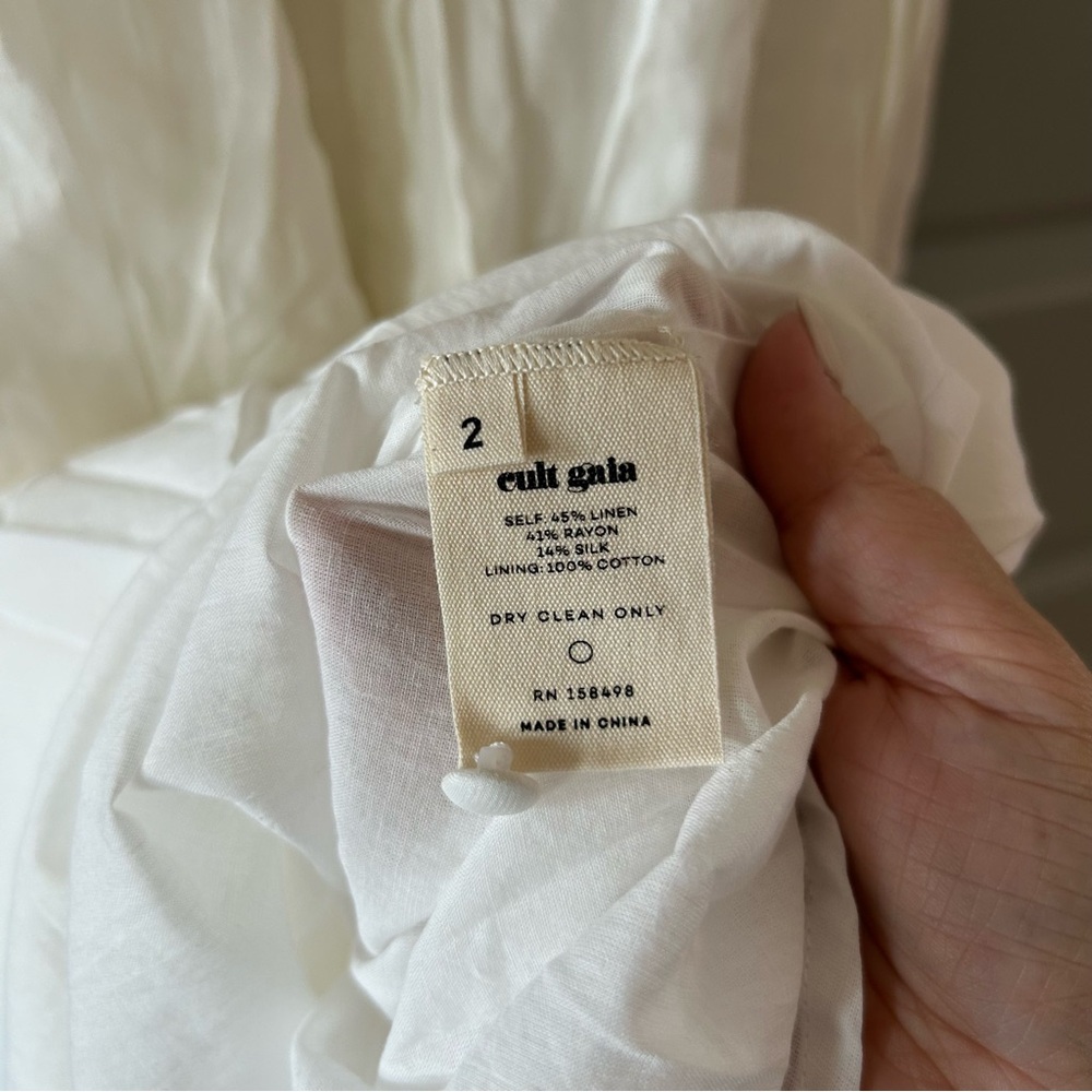 NWT Cult Gaia Simona Off Shoulder Button Front Linen Midi Dress - Picture 7 of 7